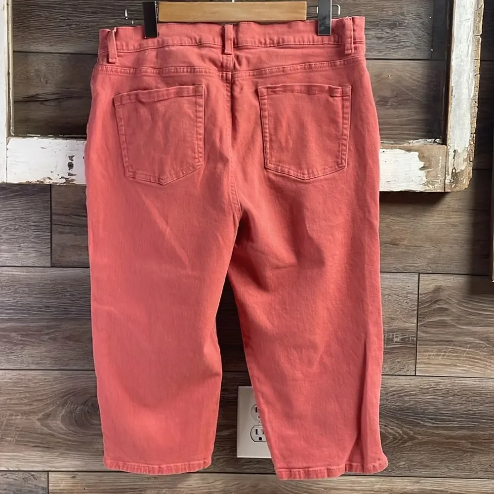 GLORIA VANDERBILT  Slimming Effect Amanda Capri Jeans Size 16 Petite Dark Coral - Picture 5 of 8